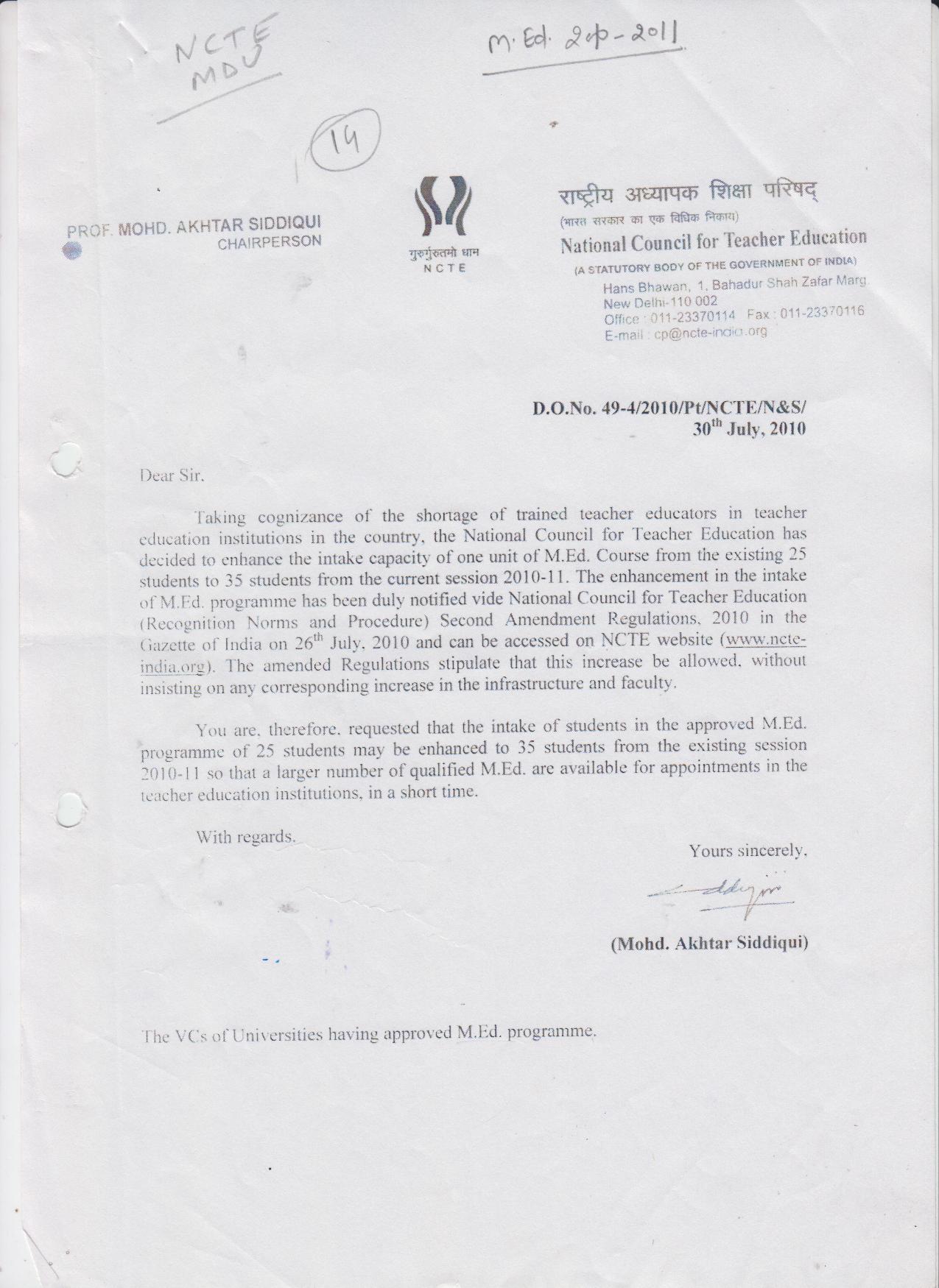 M.Ed Approval Letter 2